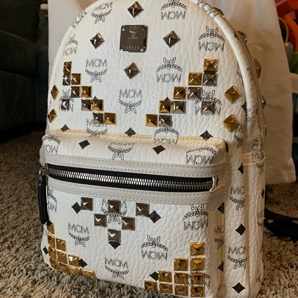 MCM Visetos Studded Stark Small Backpack